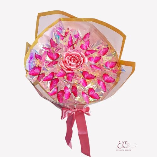 buque borboletas rosa